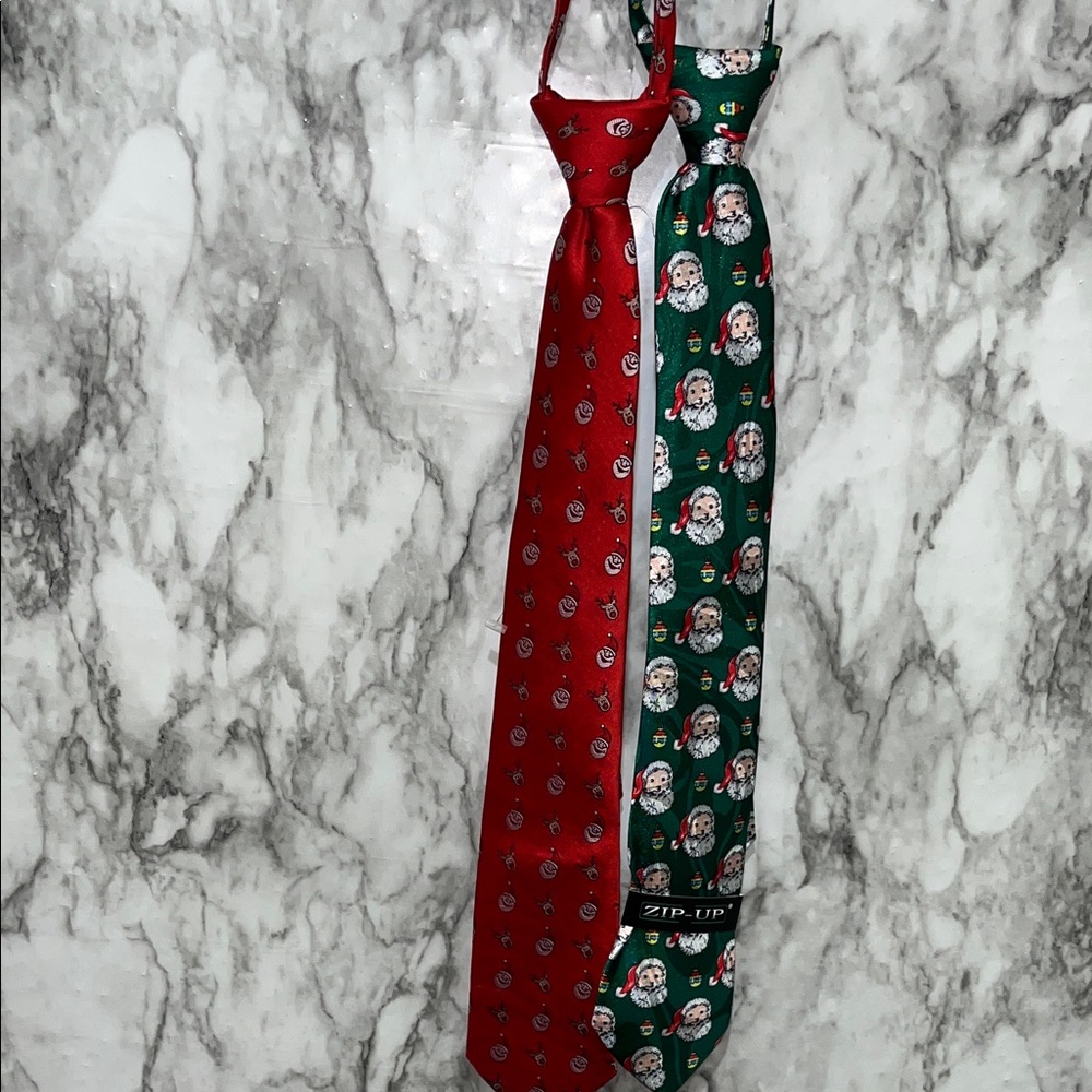 PARQUET Christmas Red and Green Santa Ties
